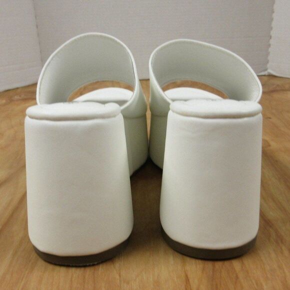 SHEIN Thick Platform Wedge Heel Slide Mule Womens Sz 9 Slip On White Sandal NEW - Picture 5 of 12